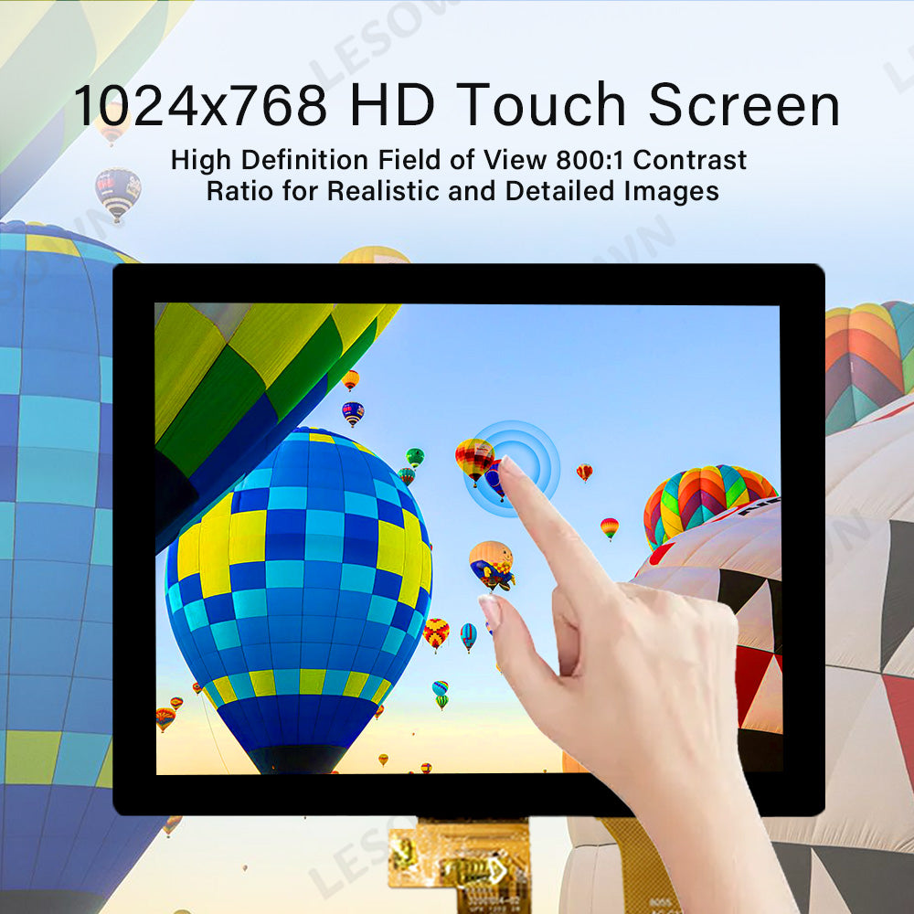 LESOWN M80-A01T Small Screen 8 inch HDMI VGA Ports 1024x768 TN Capacitive Touch Display LVDS Interface DC12V 1A Module for PC Printer