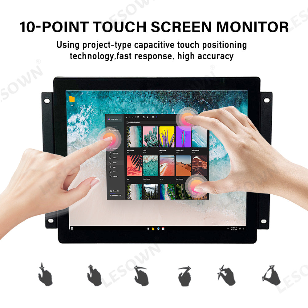 LESOWN E104-C01GBTE 10.4 Inch Embedded Display 1024x768 LCD 1000cd/m² Panel Mount Display with VGA+HDMI for Medical Equipment PC