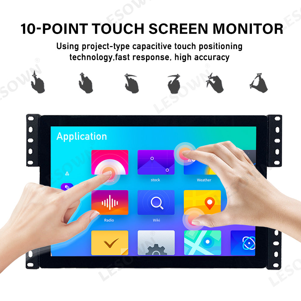 LESOWN E101-C01GBTE Small Embedded 10.1 Inch Display 600-1000cd/m² 1280x800 IPS LCD Screen with VGA/HDMI/USB(touch) for TV CCTV