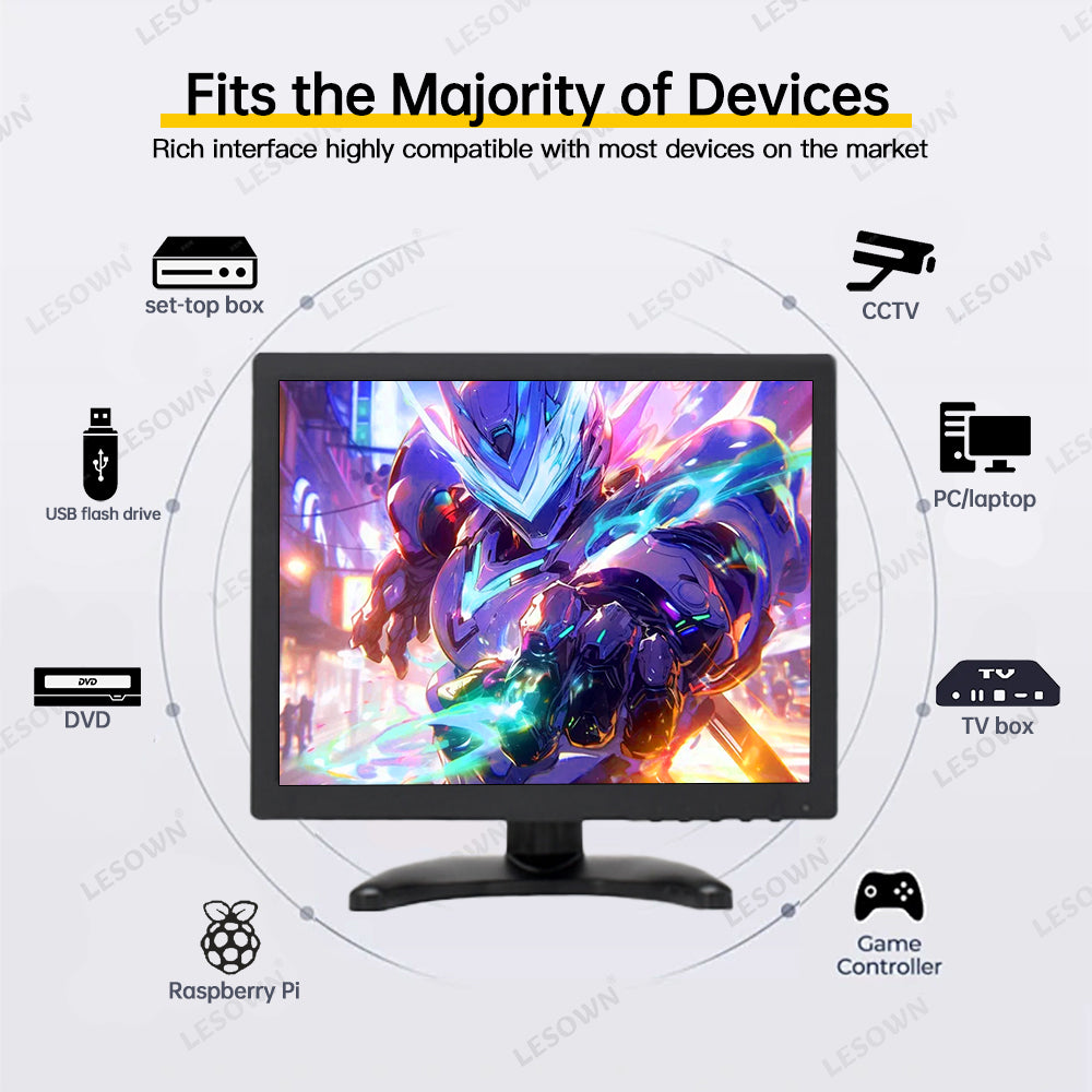 LESOWN N120 12 inch 1024x768 Industrial LCD Monitor 4:3 HDMI AV Small Wide Screen Touch Display