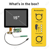 LESOWN M150-A01T HD 1024x768 IPS Wide Screen 15 inch 1500:1 Full Viewing HMDI VGA LCD Touchscreen Display Module for Intelligent Central Control