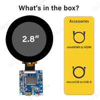LESOWN M28-A01T mini Touch Screen 2.8 inch 480x480 IPS 1200x1 HDMI SPI3W-RGB 40PIN Interface LCD Display Module for PC Computer Visual Doorphone