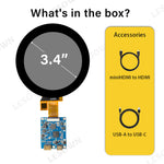 LESOWN M34-A01T 3.4 inch mini Touch Screen HD 800x800 IPS HDMI USB C LCD Panel Module Circular Display with Driver Board for Laptop