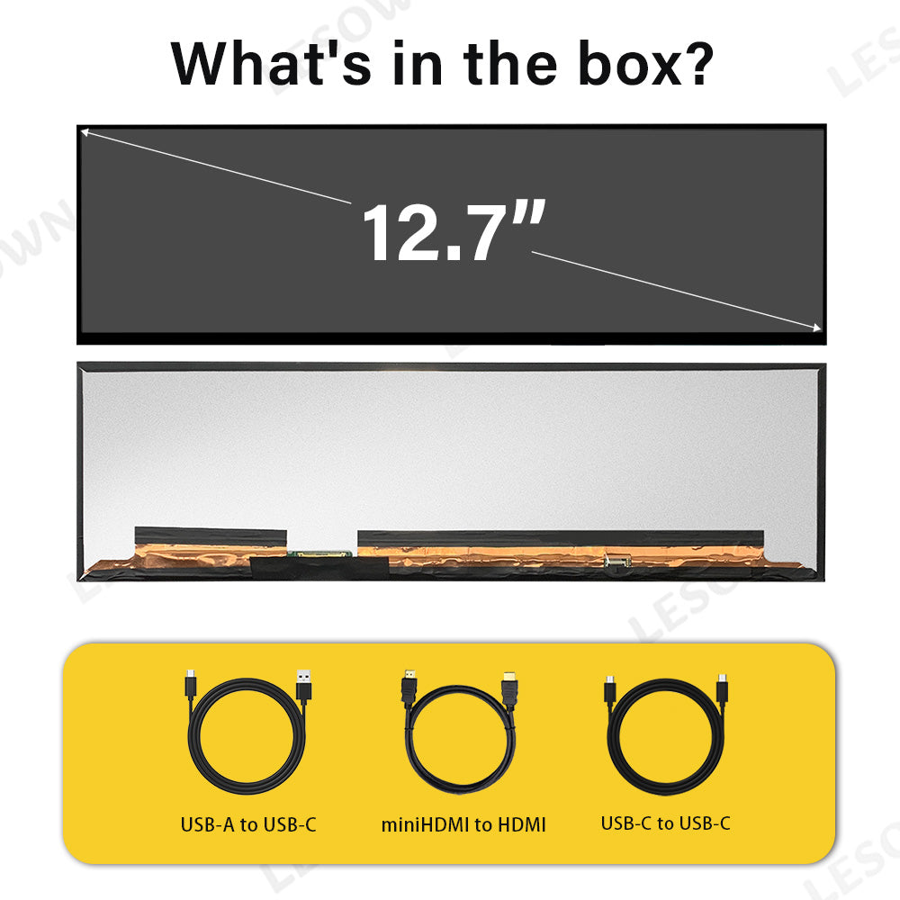 LESOWN M127-A01S 12.7 inch 2.5K Long Screen USB-C HDMI 500cd/m2 High Brightness 1200:1 Full Viewing 2880x864 IPS LCD Panel DIsplay Module