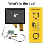 LESOWN M80-A01T Small Screen 8 inch HDMI VGA Ports 1024x768 TN Capacitive Touch Display LVDS Interface DC12V 1A Module for PC Printer
