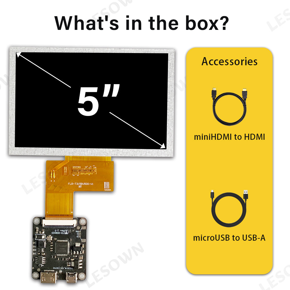 LESOWN M50-A01S 5 Inch LCD Screen 800x480 HD Resolution IPS TTL 40PIN HDMI-compatible Small mini DIsplay Module with Control Board for Camera Raspberry Pi