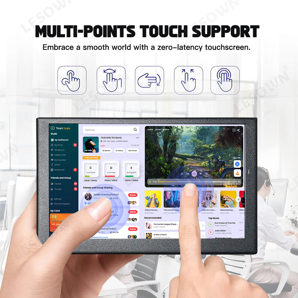 LESOWN P50C-T mini Monitor 5 inch IPS 800x480 LCD Touch Screen Display HDMI mini Sub Screen