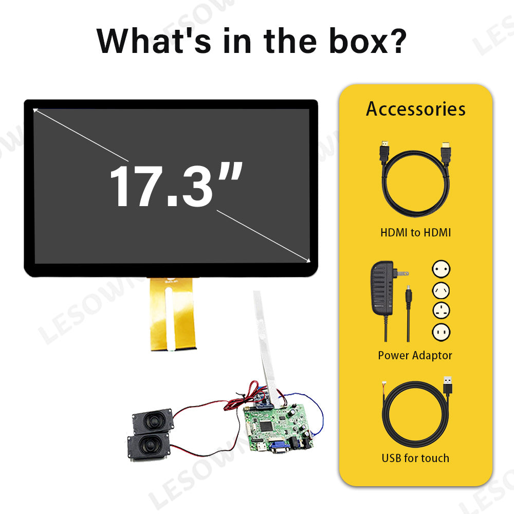LESOWN M173-A01T Ultra Wide Touch Screen  17.3 inch HDMI VGA 1920x1080 Full HD eDP 30PIN Interface IPS LCD Panel Module External Display