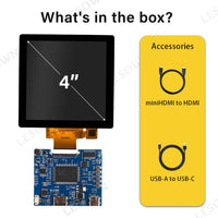LESOWN M40-A01T 4inch LCD Screen 40pin 480x480 IPS Display USB-C 5V HDMI Port  Full Viewing 3SPI+18RGB Interface Module with Driver Board