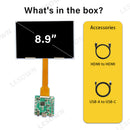 LESOWN M89-A01S 2.5K QHD Screen 8.9 inch HDMI Display Interface 2560x1600 IPS 1200:1 Full Viewing LCD Panel Module for PC Small TV Box