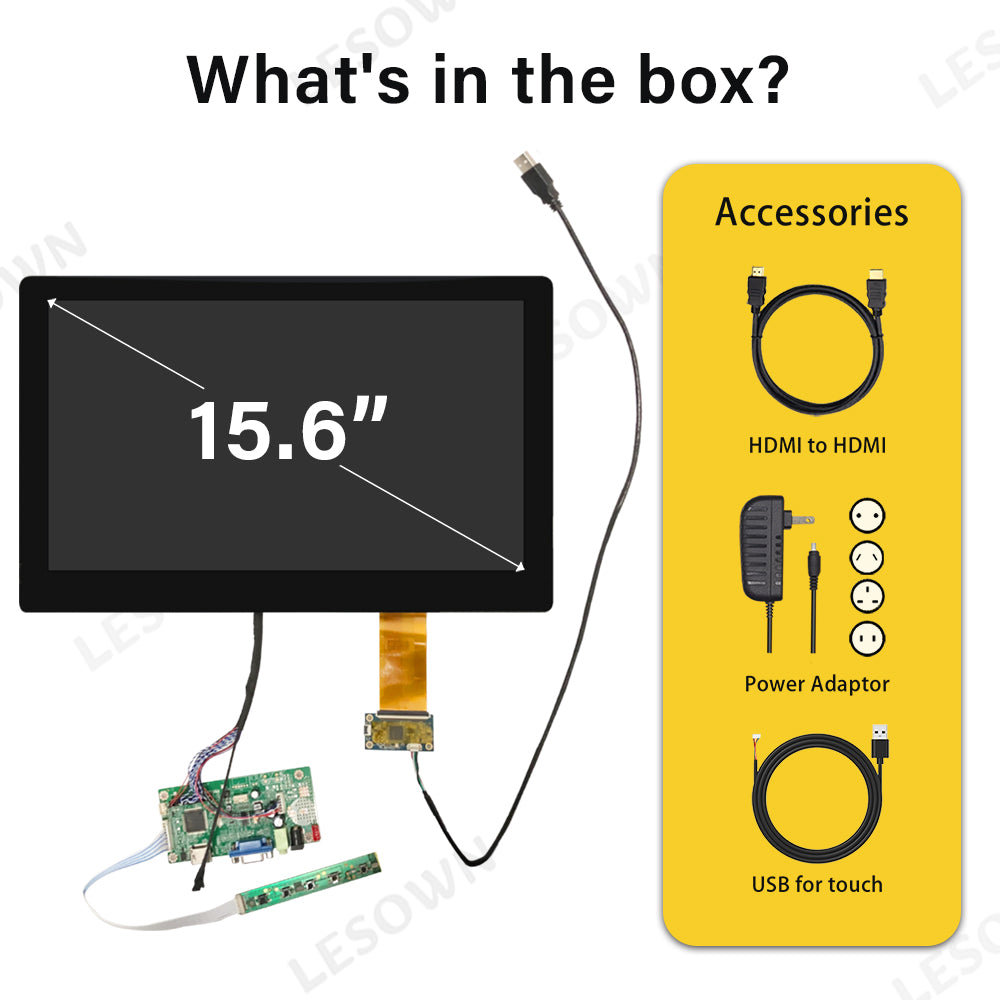 LESOWN M156-B01T 15.6 inch Laptop Screen 1920x1080 IPS HDMI VGA USB Touchscreen Display eDP 30PIN Interface LCD Panel Module for PC