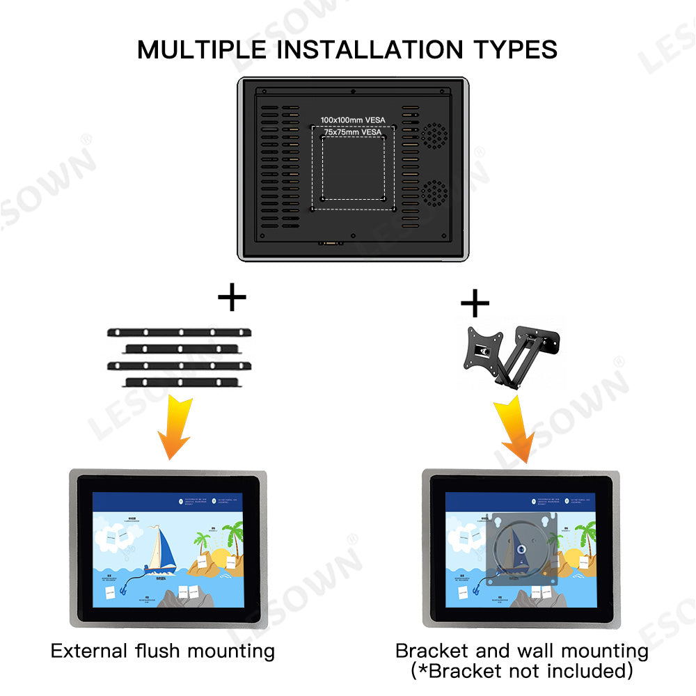 LESOWN E104-C01FET 10.4 Inch 1024x768 4:3 Industrial Embedded Display Metal Frame LCD Display with VGA+HDMI Built-in Speakers for TV CCTV