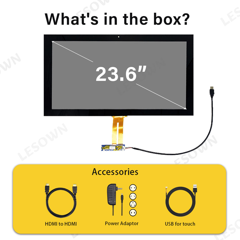LESOWN M236-A01T Ultra Touch Screen 23.6 inch 1920x1080 Full High Definition Display HDMI VGA LVDS 1000:1 LCD Panel Module for PC Television