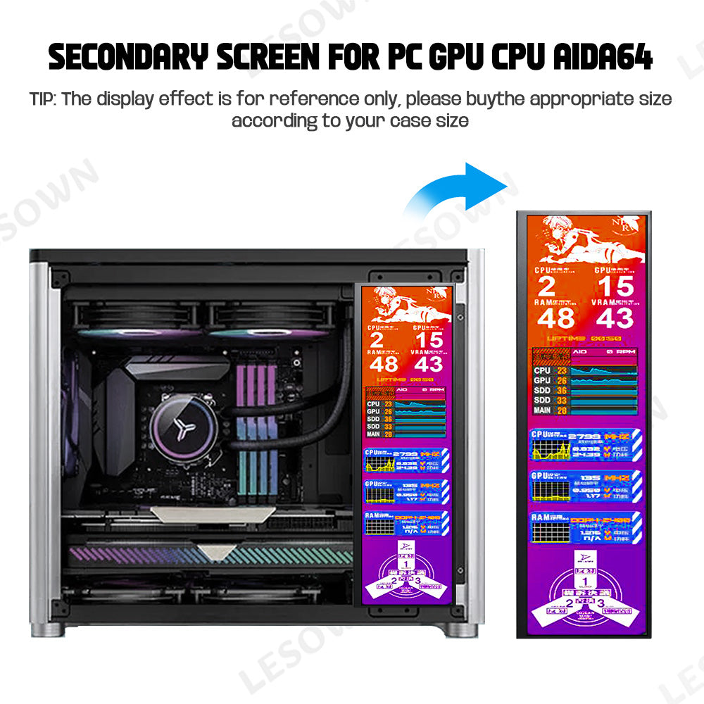 LESOWN P141GMS 14.1 inch Long Portable Monitor 4K Ultra Wide USB C HDMI IPS Laptop PC External LCD Monitor