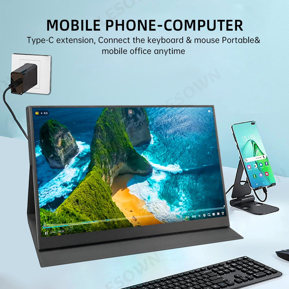 LESOWN P140GHR External 14" 144Hz Secondary Monitor 2560×1600 IPS Portable Display with HDMI USB Type-C for Laptop Switch Xbox Windows