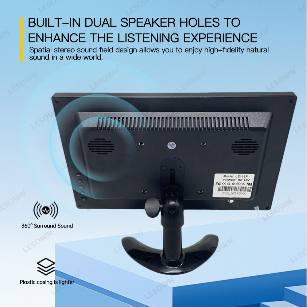 LESOWN N116 Small Size 11.6 inch 1080p Widescreen LCD VGA HDMI VESA Monitor 1366x768 IPS Resistive Touch Display Built-in Speakers