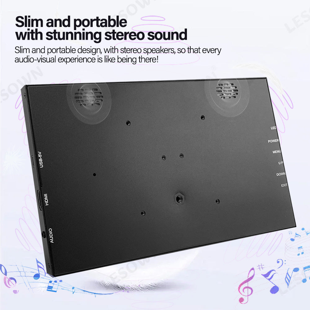 LESOWN P101D-T Small USB C 10.1 inch Monitor 1024x600 Touchscreen Display Aida64 PC Temperature Monitoring