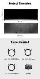 LESOWN P126GPS 12.6 inch Secondary Screen 1920x515 IPS HDMI Bar LCD Monitor