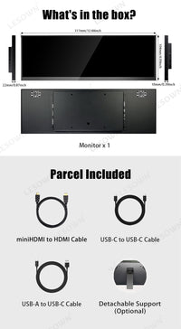 LESOWN P127GHR 12.7 inch Stretched Bar Monitor 100%sRGB 120Hz 2880x864 IPS DIY Strip Secondary Monitor