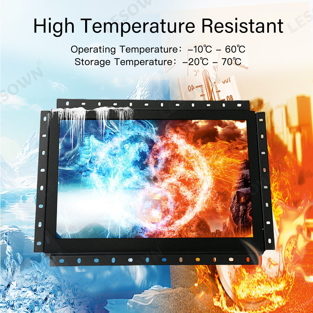 LESOWN E133-C01GBT Embedded Display 13.3 Inch 1920x1080 IPS Industrial LCD Monitor 60Hz 16:9 300cd/m2 with VGA/HDMI/Audio/USB(touch) for PC