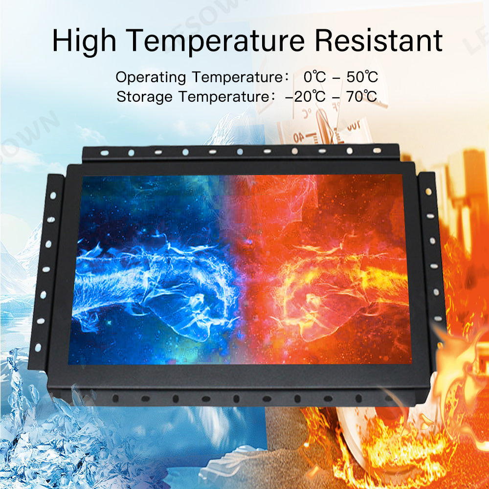 LESOWN E120-C03GBR High-Durability 12in 1280x800 16:10 Industrial Embedded Open Frame Monitor with VGA/HDMI/USB/Audio for Harsh Environments