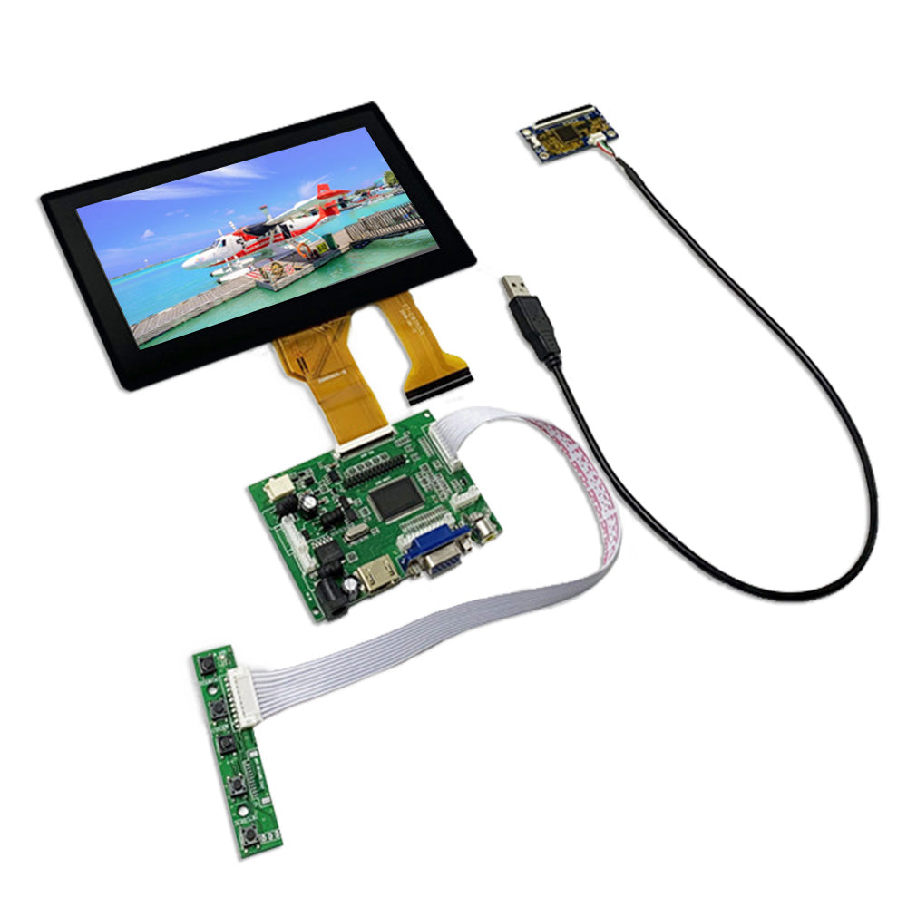 LESOWN M70-A01T Tiny Screen 7 inch 800x480 LCD Display HDMI-Compatible VGA with Driver Board Touchscreen Module for Digitizer Computer