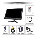 LESOWN N90 HDMI Monitor 9 inch Touchscreen Wide 16:9 1024x600 HD LCD Computer Game Security Display Sub Screen with Speakers
