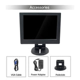 LESOWM N104 10.4 inch VGA Monitor Full HD 1024x768 LCD  Screen VESA Display with Speakers Plastic Shell Black White