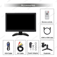 LESOWN N133 Widescreen 13.3 inch Full HD 1920x1080 IPS Screen LCD Monitor Video Input with Speakers