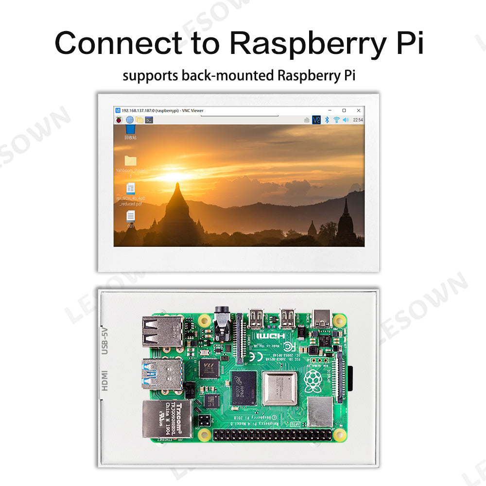 LESOWN P43CW 4.3inch Small HDMI Portable Monitor  800×480with Speakers Portable Temperature Monitoring Display