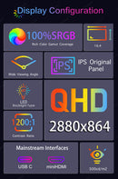 LESOWN P127GHR 12.7 inch Stretched Bar Monitor 100%sRGB 120Hz 2880x864 IPS DIY Strip Secondary Monitor