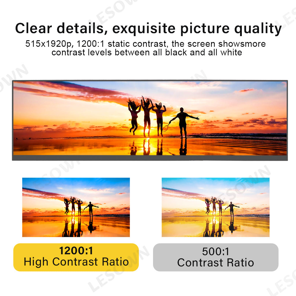 LESOWN M126-A01T 12.6 inch Bar Screen 1920x515 LCD Display Capacitive Touch IPS 1200:1 USB-C HDMI Modules with Driver Board eDP 30PIN Interface