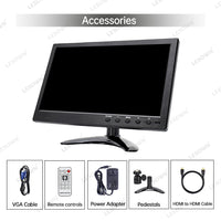 LESOWN N101 10.1 inch Car Monitor HDMI VGA LCD Screen Small Size Display for TV Computer PC Home Security Backup Camera