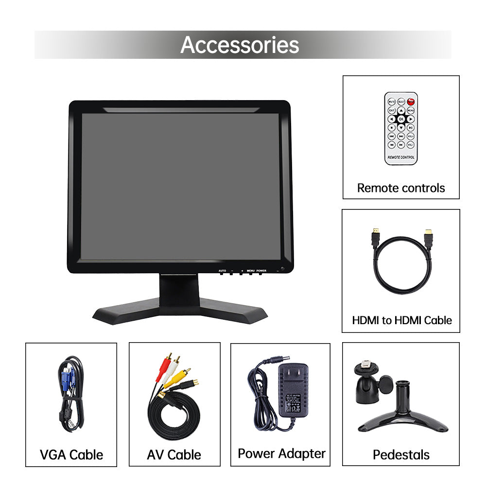 LESOWN N150 Camera Monitor 1024x768 Display Touch VGA 15 inch Monitor Build in Speakers Earphone Jack