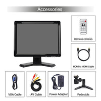 LESOWN N150 Camera Monitor 1024x768 Display Touch VGA 15 inch Monitor Build in Speakers Earphone Jack
