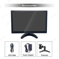 LESOWN N116 Small Size 11.6 inch 1080p Widescreen LCD VGA HDMI VESA Monitor 1366x768 IPS Resistive Touch Display Built-in Speakers