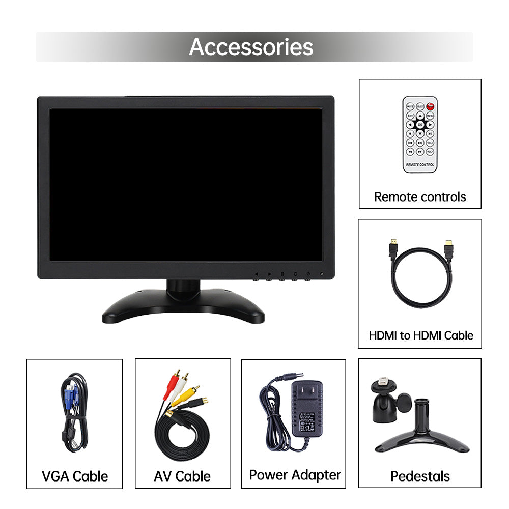 LESOWN N70 1024 x 600  7 inch HD Small LCD Car Monitor Touch Display  AV VGA HDMI Input