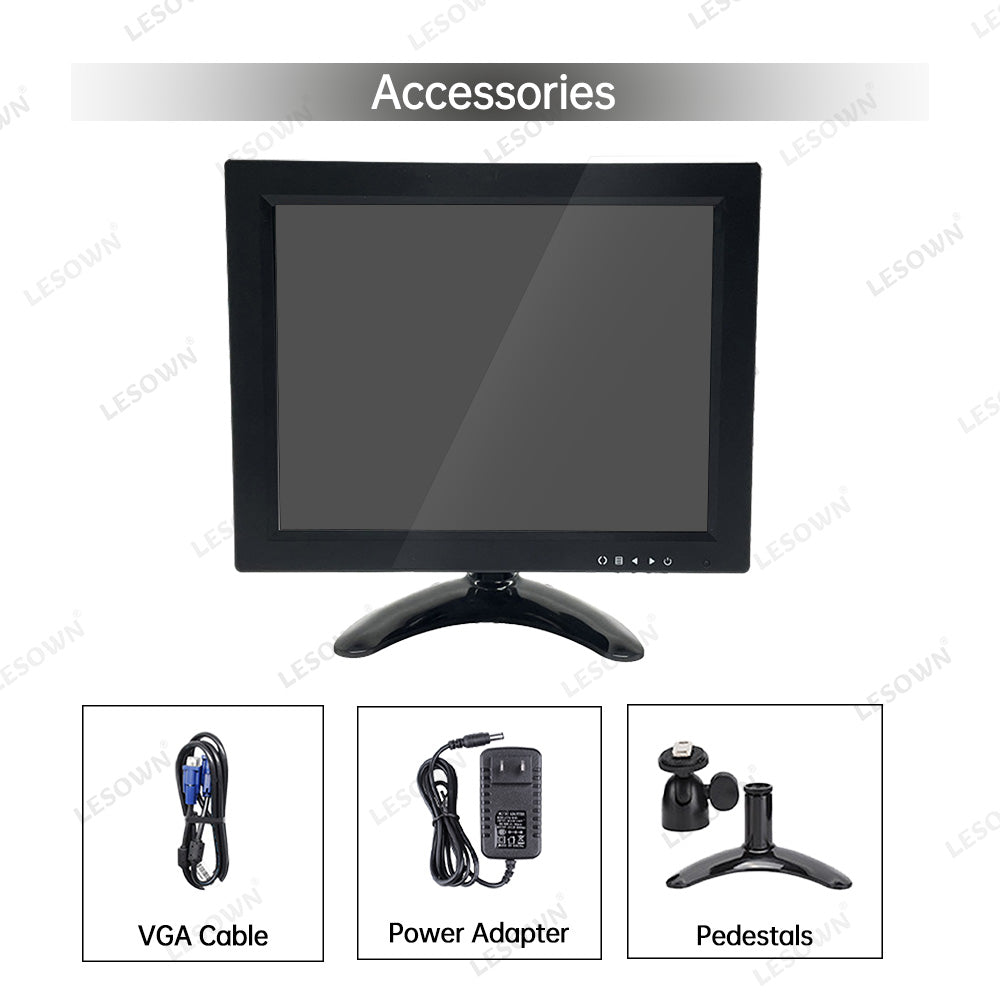 LESOWM N97-D01S 9.7 inch VGA Monitor Full HD 1024x768 LCD Resistive Screen VESA Display with Speakers