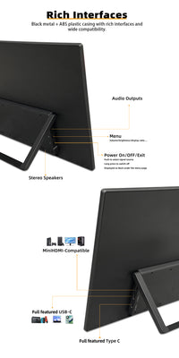 LESOWN P140KPS/P140KMS 14 inch 4K Portable Monitor Wide Screen USB-C Display with Holder for Laptop Phone Xbox PS4 PS5 Switch