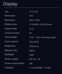 LESOWN P113 11.3 inch Stretched Bar Display HDMI External Long Monitor for PC Temperature Monitoring Aida64