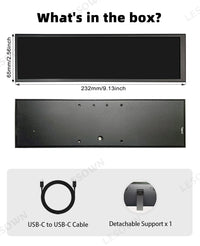 LESOWN P88D-T Touch Screen Long Display 8.8 inch 480x1920 600cd/m2  IPS Wide Extender Screen with Stand
