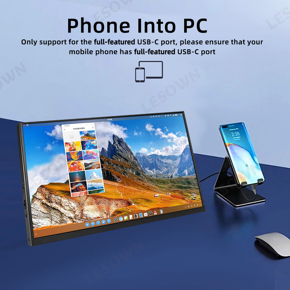 LESOWN P116GPS/P116GPT 11.6 inch Small Portable Monitor Touch FHD 1080P HDMI USB Type C Extend Portable Display