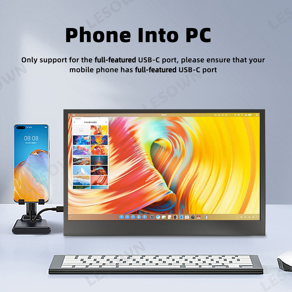 LESOWN P125GPS/P125GPT 12.5 inch LCD Portable Monitor USB C HDMI Capacitive Touchs IPS Display for Gaming Computer