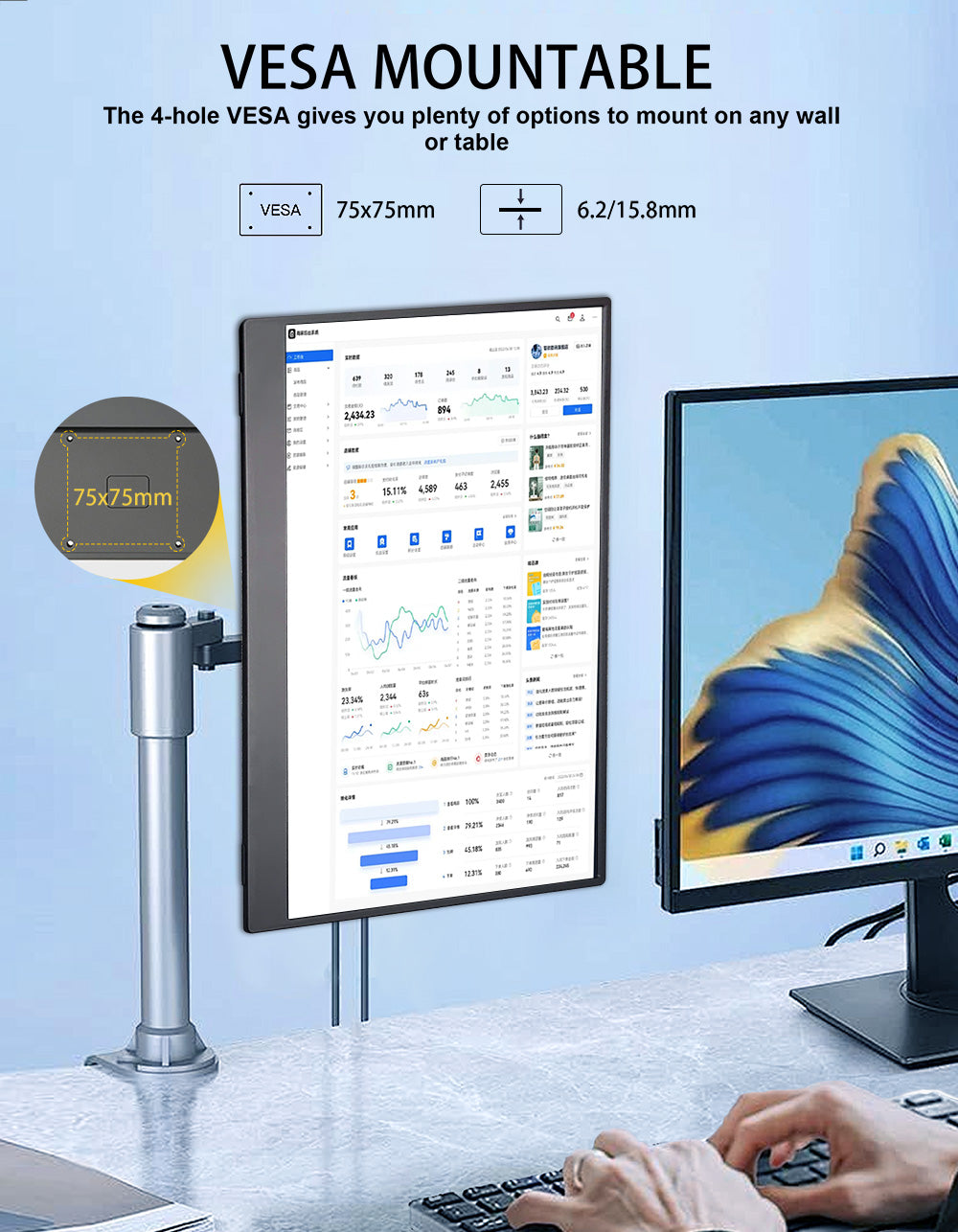 LESOWN P116KPS 11.6 inch 768P Portable Monitor 60Hz Wide Screen USB-C Display with Holder for Laptop Phone Xbox PS4 PS5 Switch