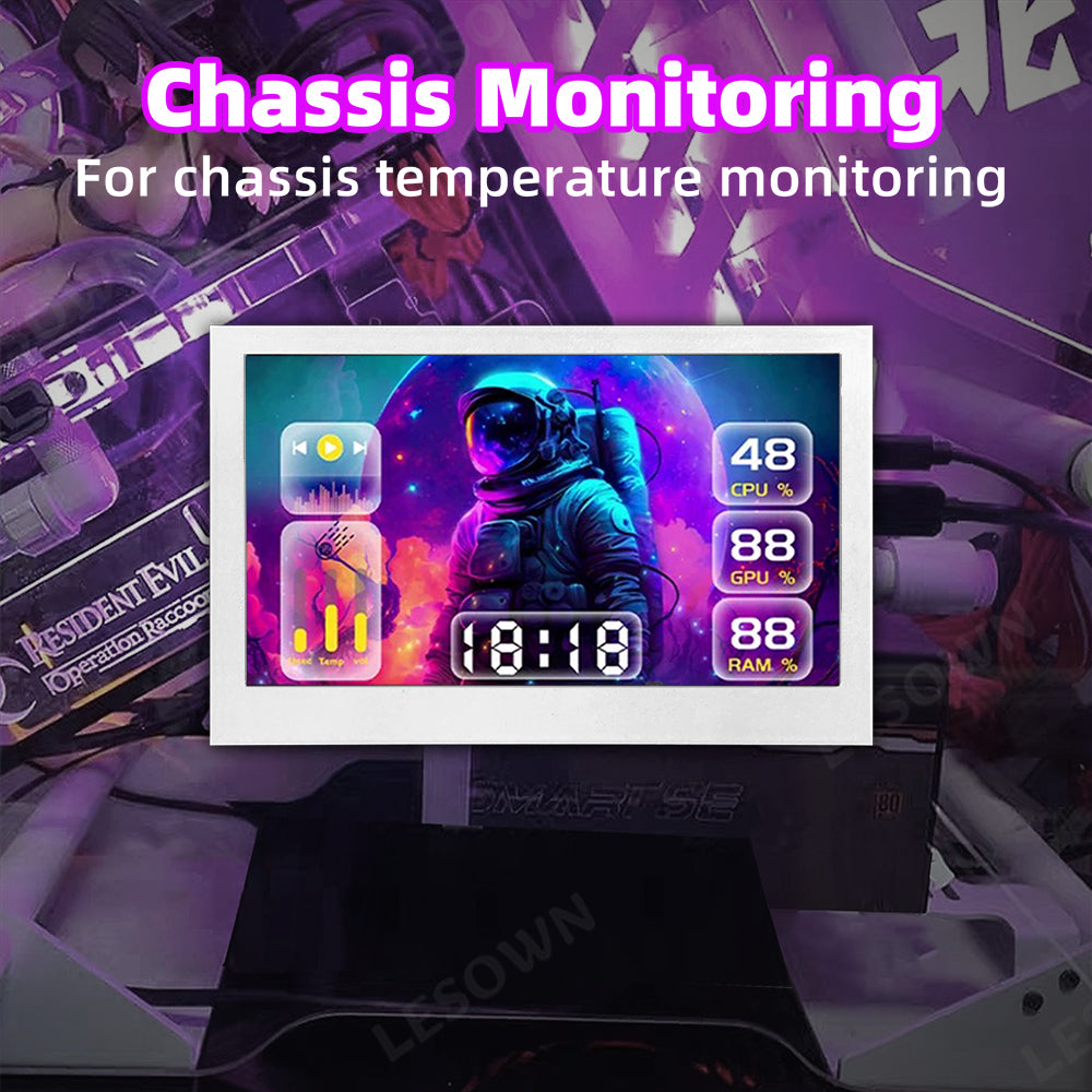 LESOWN P43CW 4.3inch Small HDMI Portable Monitor  800×480with Speakers Portable Temperature Monitoring Display