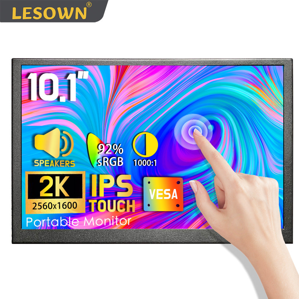 LESOWN P101GHT 10 inch Monitor 2.5K USB Type C & HDMI Touchscreen 10.1 inch Portable Monitor 2560x1600 Small Display