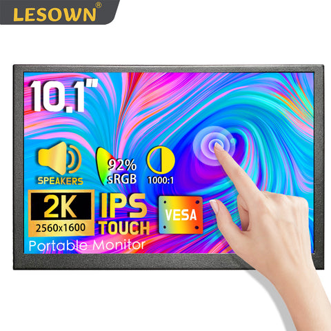 LESOWN Wide Portable Display HDMI Touchscreen 10.1 inch IPS 2560x1600 USB C LCD Small Second Screen Monitor for Computer PC