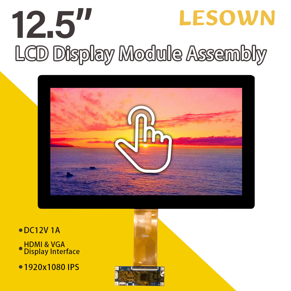 LESOWN M125-A01T 12.5 Touch Widescreen HDMI VGA 1920x1080 Full HD IPS LCD Panel eDP 30PIN Interface Module for Industrial Machines