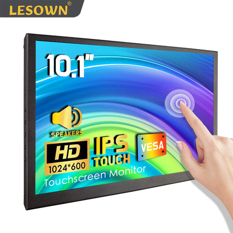LESOWN Small Wide Portable Monitor USB C 10.1 inch LCD Touchscreen Display IPS 1024x600 HDMI Sub Screen Monitor for Laptop PC