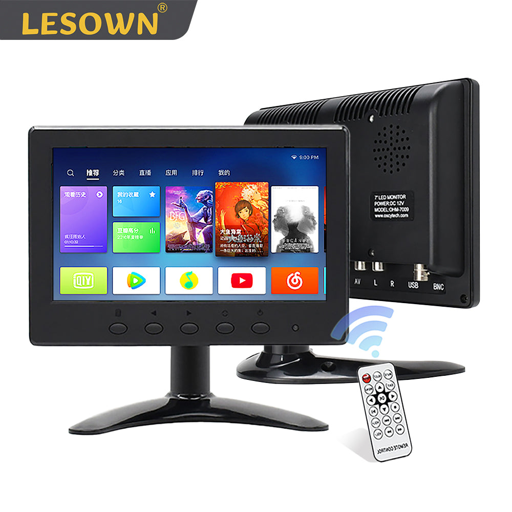 LESOWN N70 1024 x 600  7 inch HD Small LCD Car Monitor Touch Display  AV VGA HDMI Input